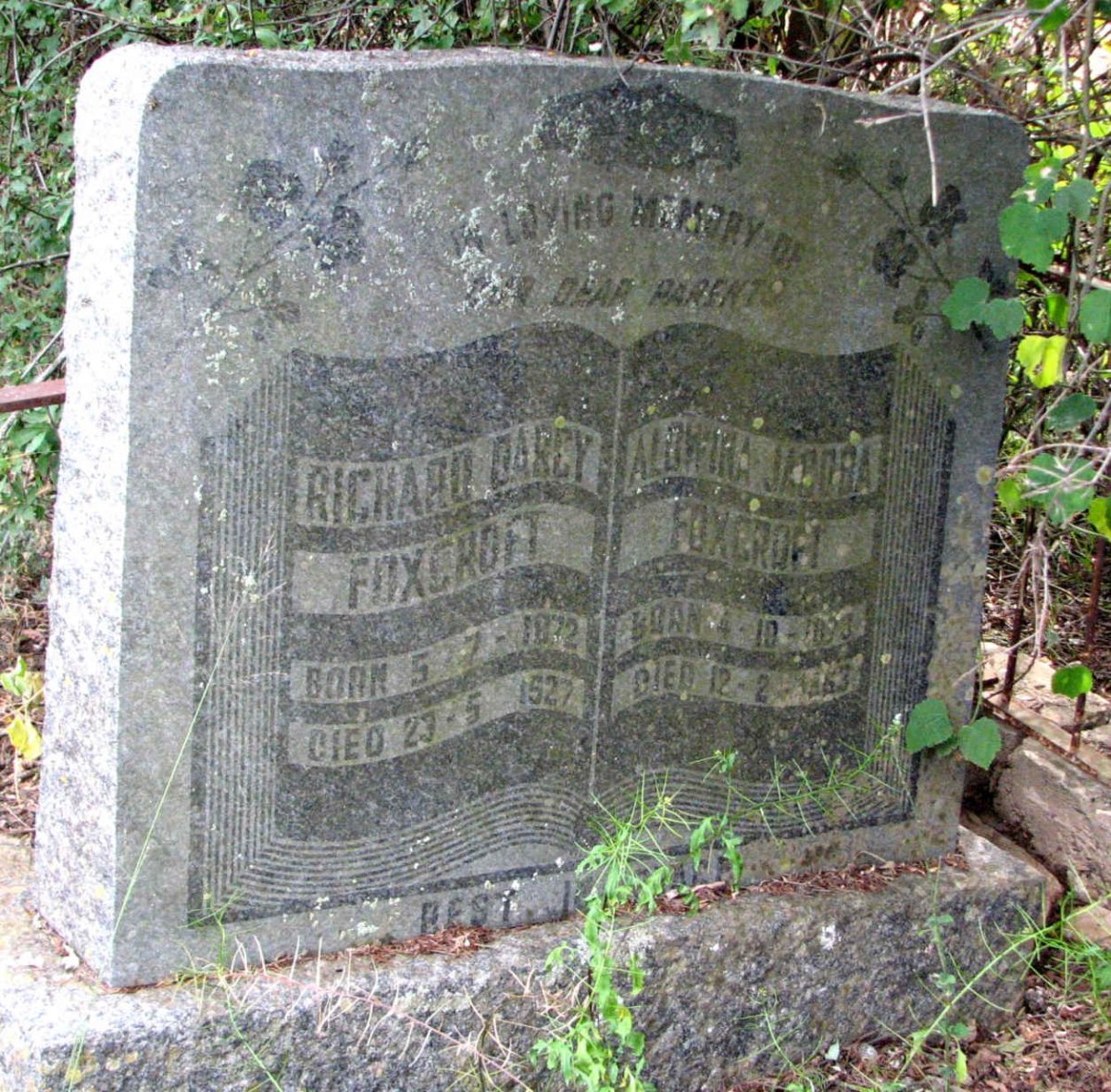 FOXCROFT Richard Darcy 1872-1927 &amp; Aldwina Jacoba 1878-1963