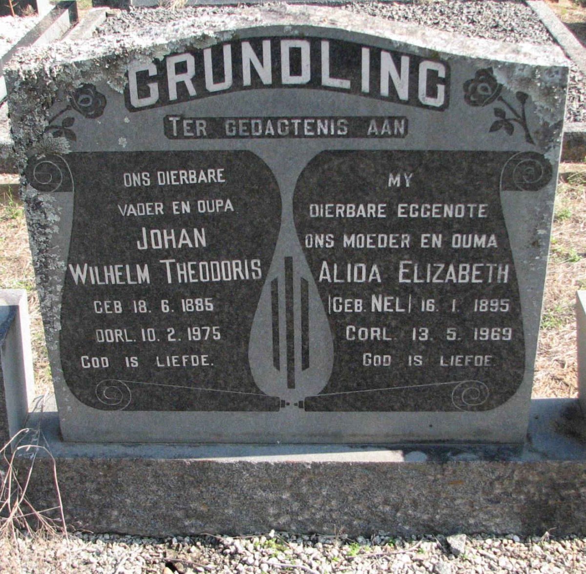 GRUNDLING Johan Wilhelm Theodoris 1885-1975 &amp; Alida Elizabeth NEL 1895-1969