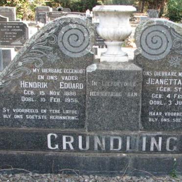 GRUNDLING Hendrik Eduard 1888-1956 &amp; Jeanetta C.J. STIEMIE 1893-1977