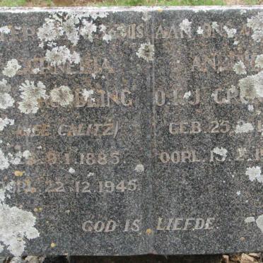 GRUNDLING Andries O.I.J. 1881-1932 :: Cornelia nee CALITZ 1885-1945