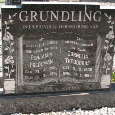 GRUNDLING Benjamin Fredeman 1905-1973 &amp; Cornelia Theodorus 1906-1986