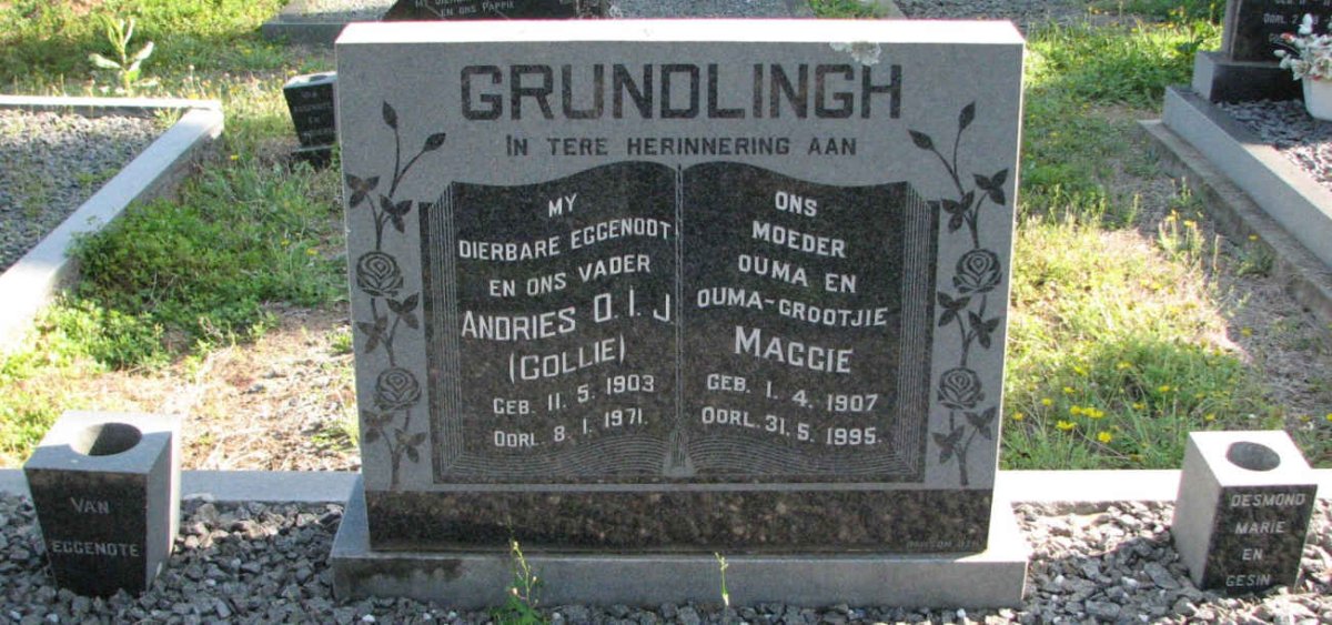 GRUNDLINGH Andries O.I.J. 1903-1971 &amp; Maggie 1907-1995