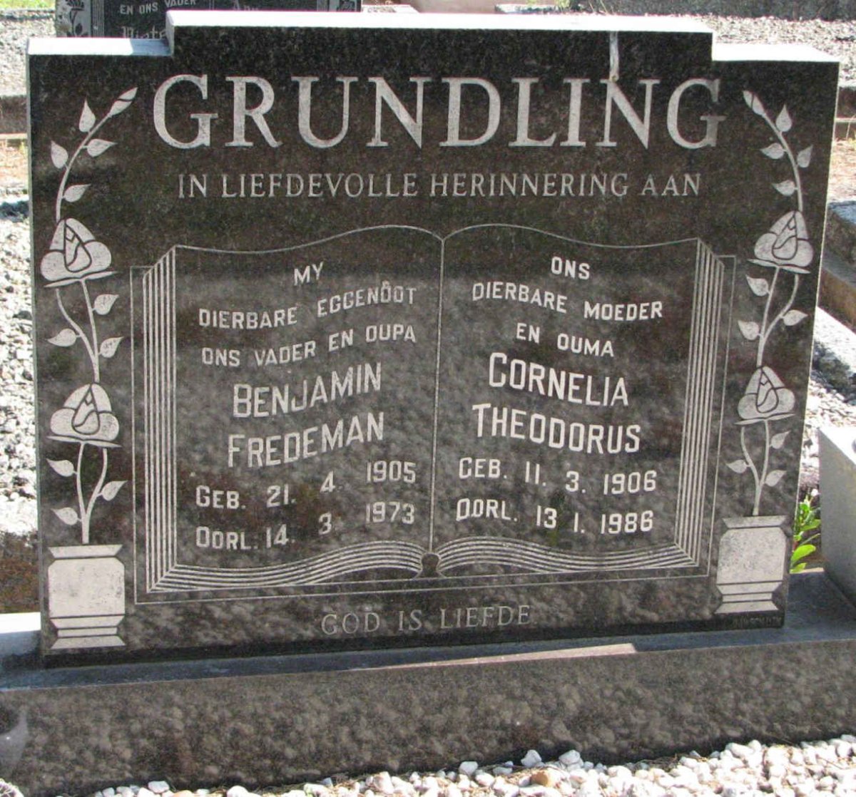 GRUNDLING Benjamin Fredeman 1905-1973 &amp; Cornelia Theodorus 1906-1986