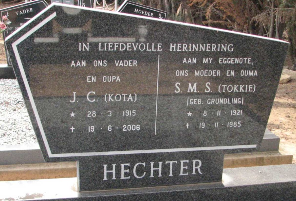 HECHTER J.C. 1915-2006 &amp; S.M.S. GRUNDLING 1921-1985