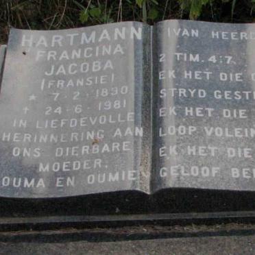 HARTMANN Francina Jacoba 1890-1981