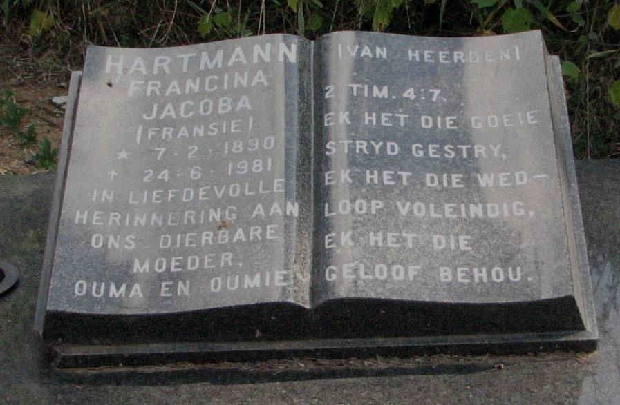 HARTMANN Francina Jacoba 1890-1981