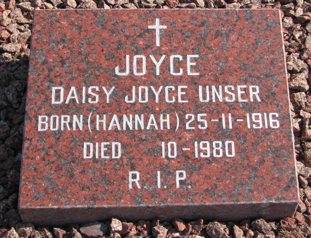 UNSER Daisy Joyce nee HANNAH 1916-1980