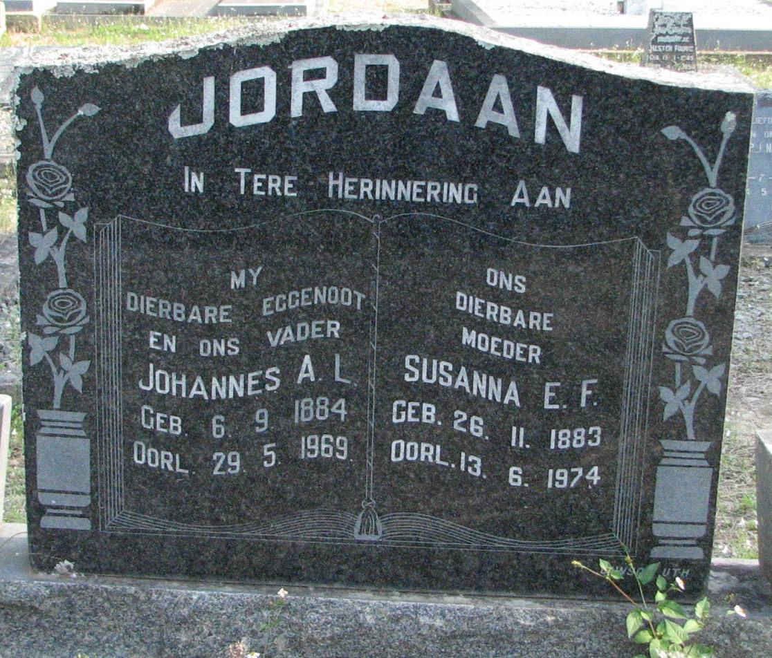 JORDAAN Johannes A.L. 1884-1969 &amp; Susanna E.F. 1883-1974