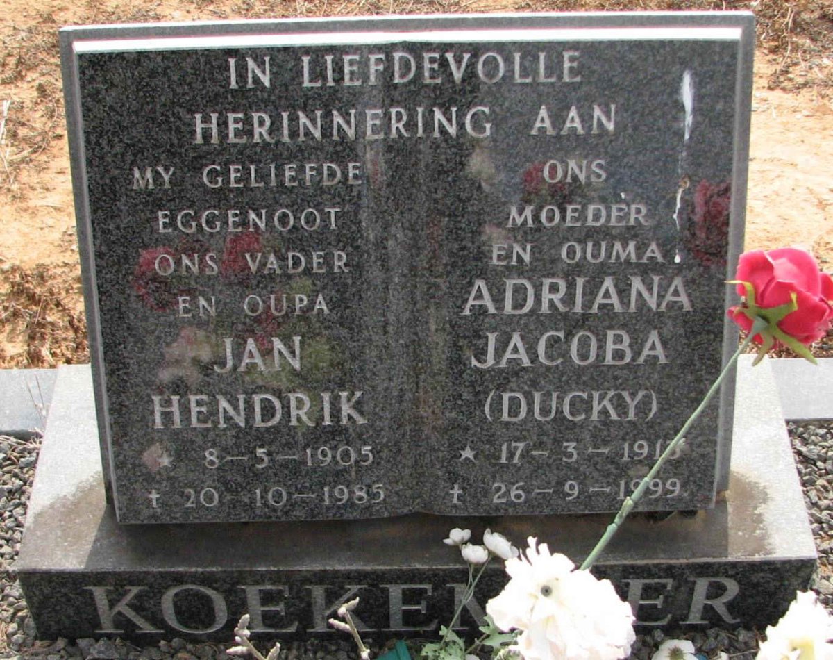 KOEKEMOER Jan Hendrik 1905-1985 &amp; Adriana Jacoba 1913-1999