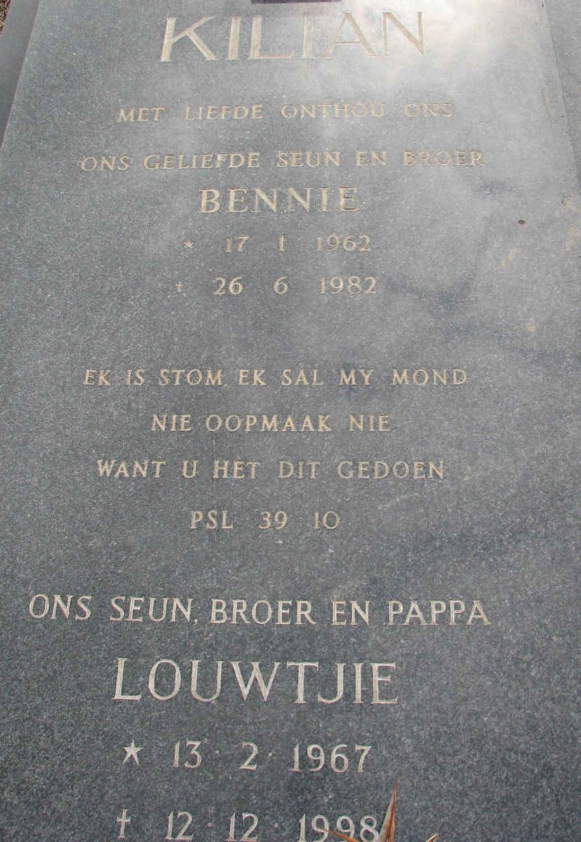 KILIAN Louwtjie 1967-1998 :: KILIAN Bennie 1962-1982
