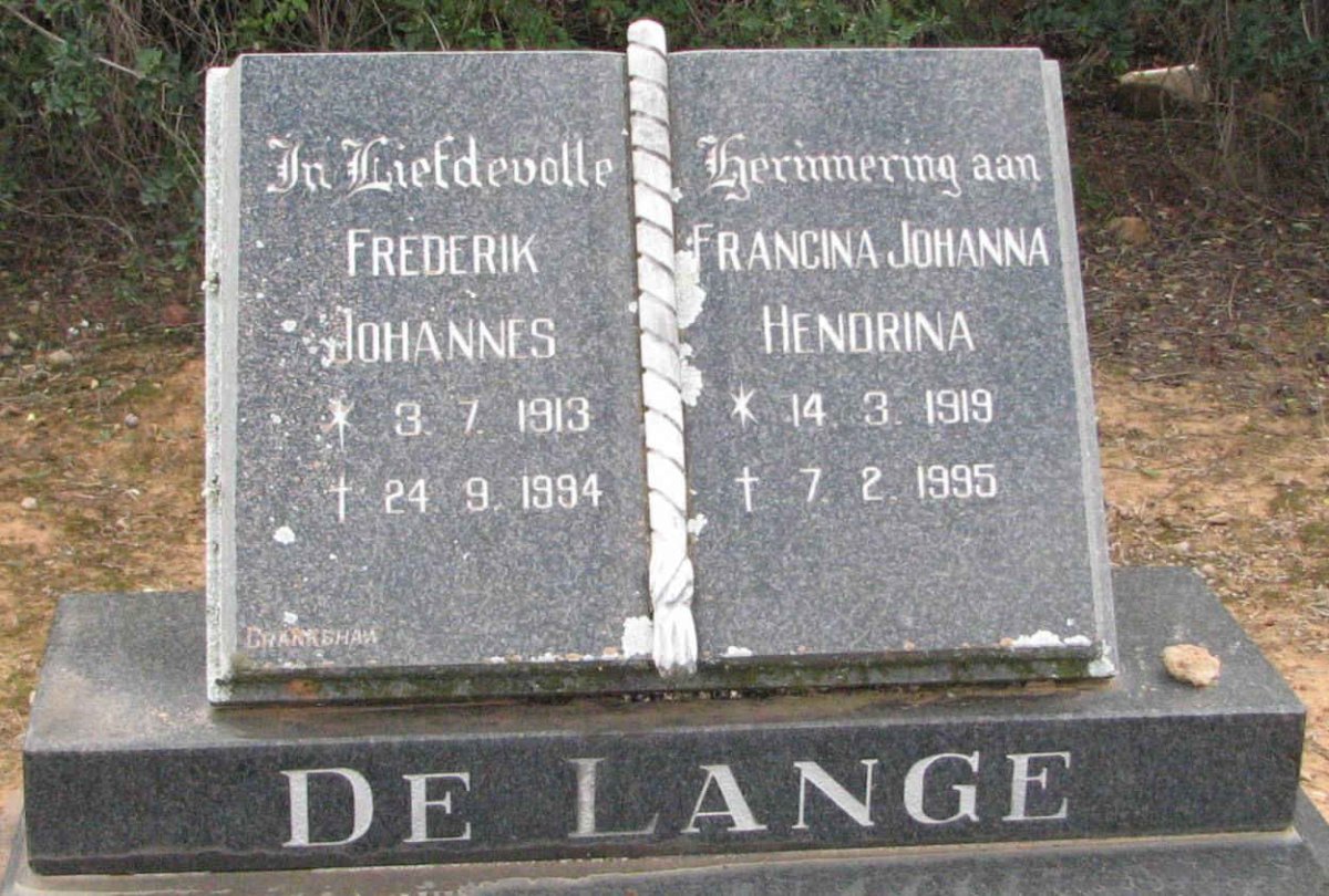 LANGE Frederik Johannes, de 1913-1994 &amp; Francina Johanna Hendrina 1919-1995