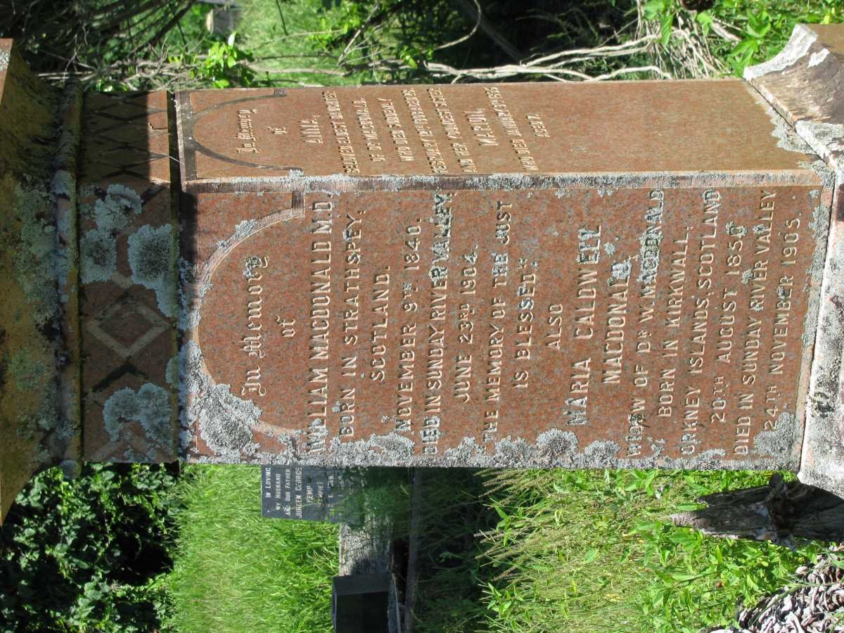 MACDONALD William 1840-1904 &amp; Maria Caldwell 1850-1905