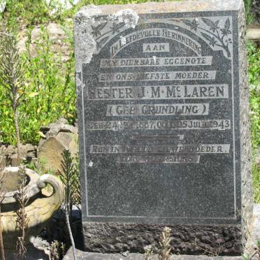 Mc LAREN Hester J. M. nee GRUNDLING 1887-1943