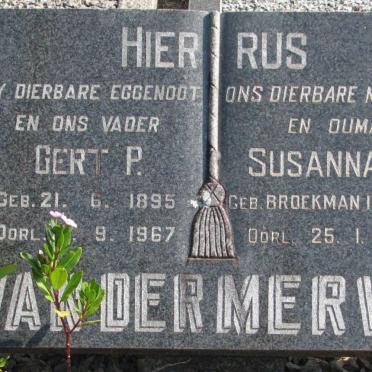 MERWE Gert P., van der 1895-1967 &amp; Susanna C. 1900-1976