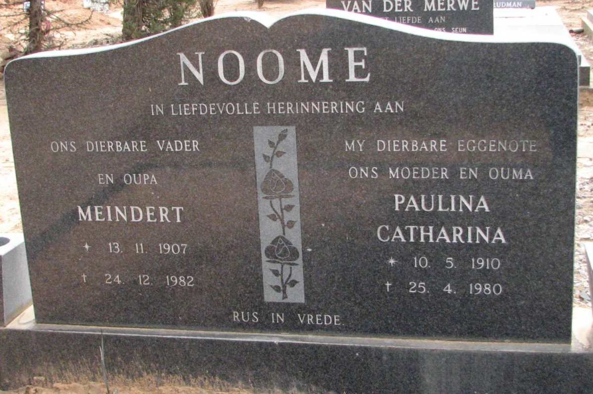 NOOME Meindert 1907-1982 &amp; Paulina Catharina 1910-1980