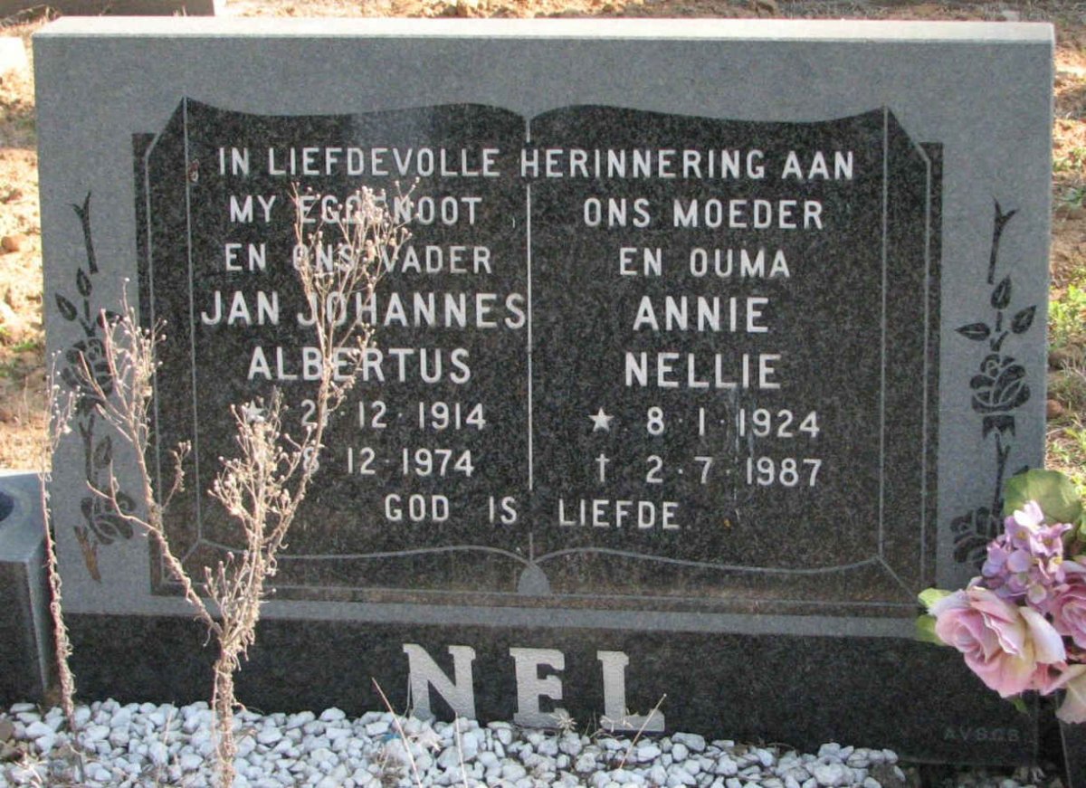 NEL Jan Johannes Albertus 1914-1974 &amp; Annie Nellie 1924-1987