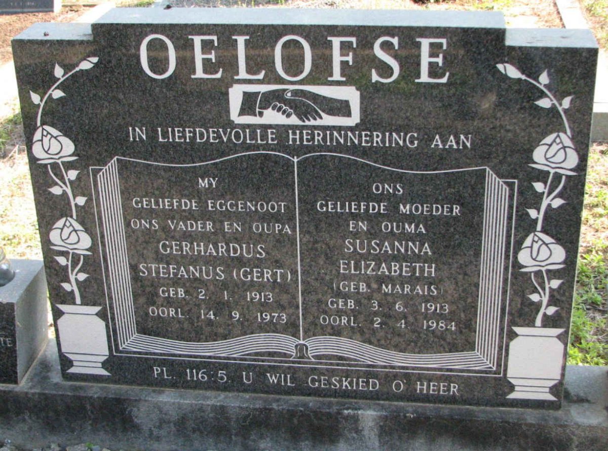 OELOFSE Gerhardus Stefanus 1913-1973 &amp; Susanna Elizabeth MARAIS 1913-1984
