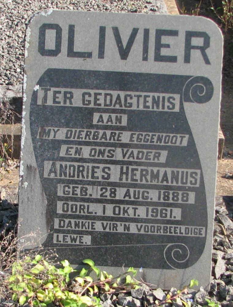 OLIVIER Andries Hermanus 1888-1961