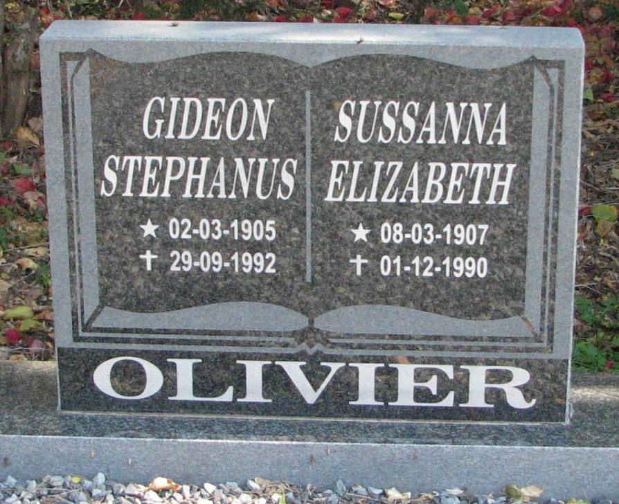 OLIVIER Gideon Stephanus 1905-1992 &amp; Sussanna Elizabeth 1907-1990