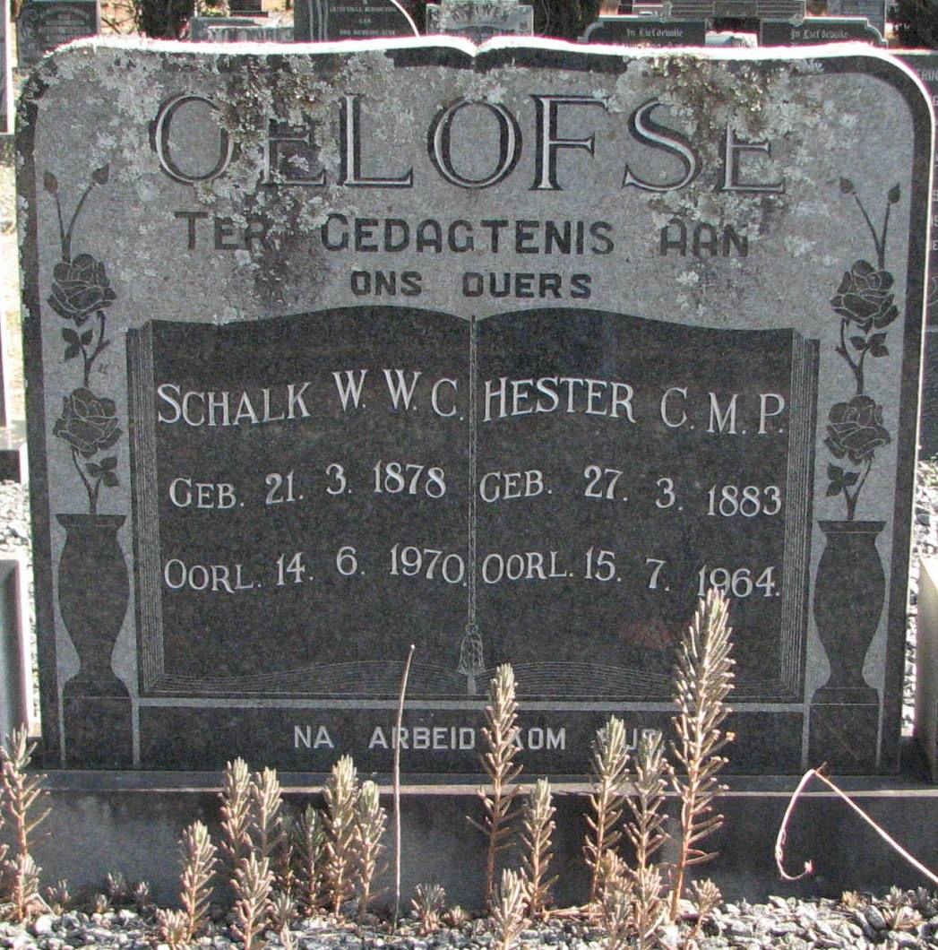 OELOFSE Schalk W.W.C. &amp; Hester C.M.P. 1883-1964
