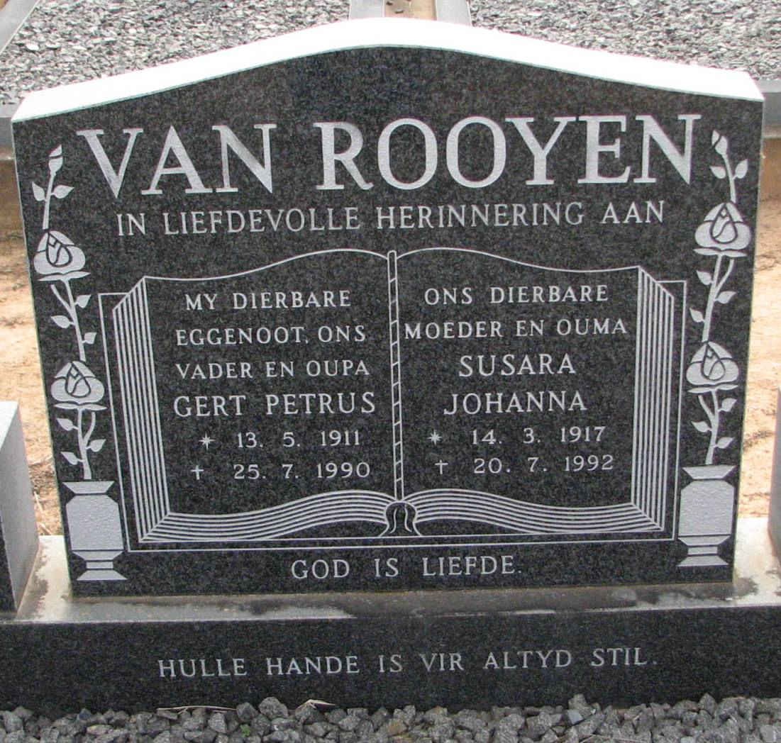 ROOYEN Gert Petrus, van 1911-1990 &amp; Susara Johanna 1917-1992