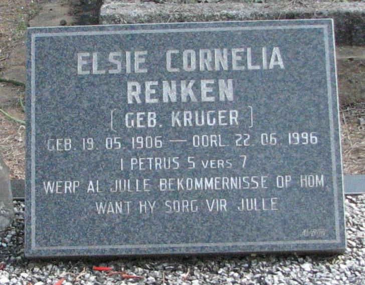RENKEN Elsie Cornelia nee KRUGER 1906-1996