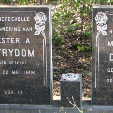 STRYDOM Hester A. nee DE BEER 1906- :: DE BEER Martha A.C. 1904-1979