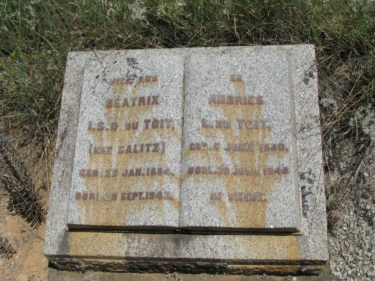 TOIT Andries L., du 1880-1940 &amp; Beatrix I.S.D. CALITZ 1884-1943
