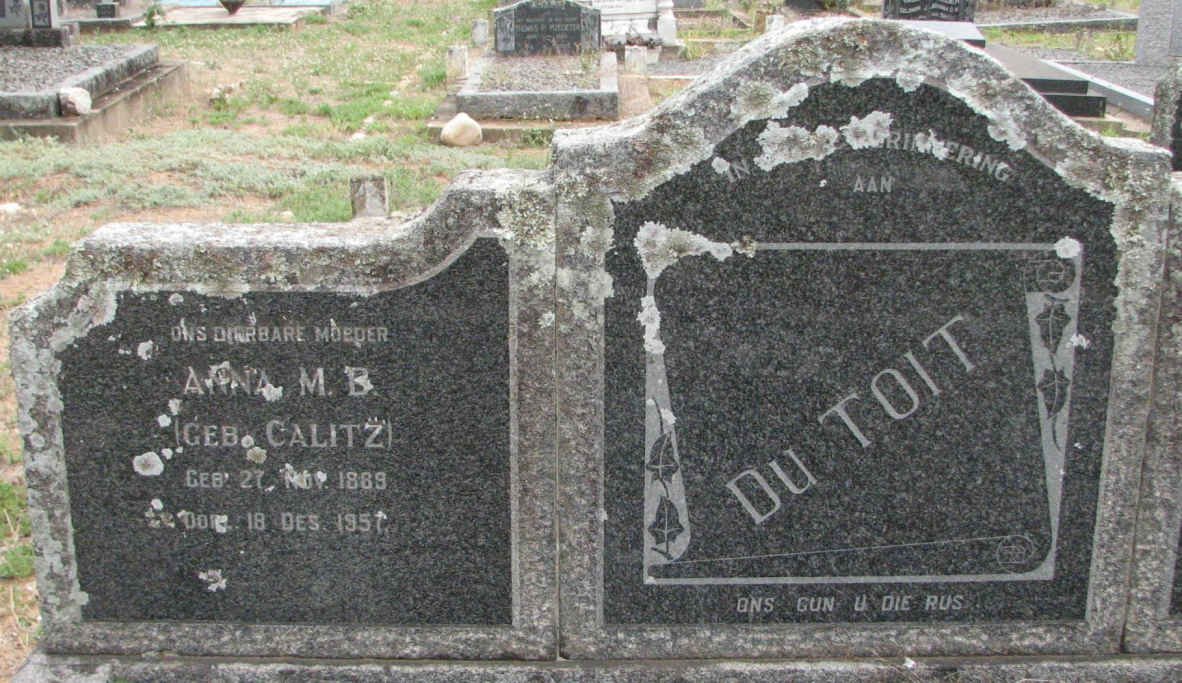 TOIT Anna M.B., du nee CALITZ 1889-1951