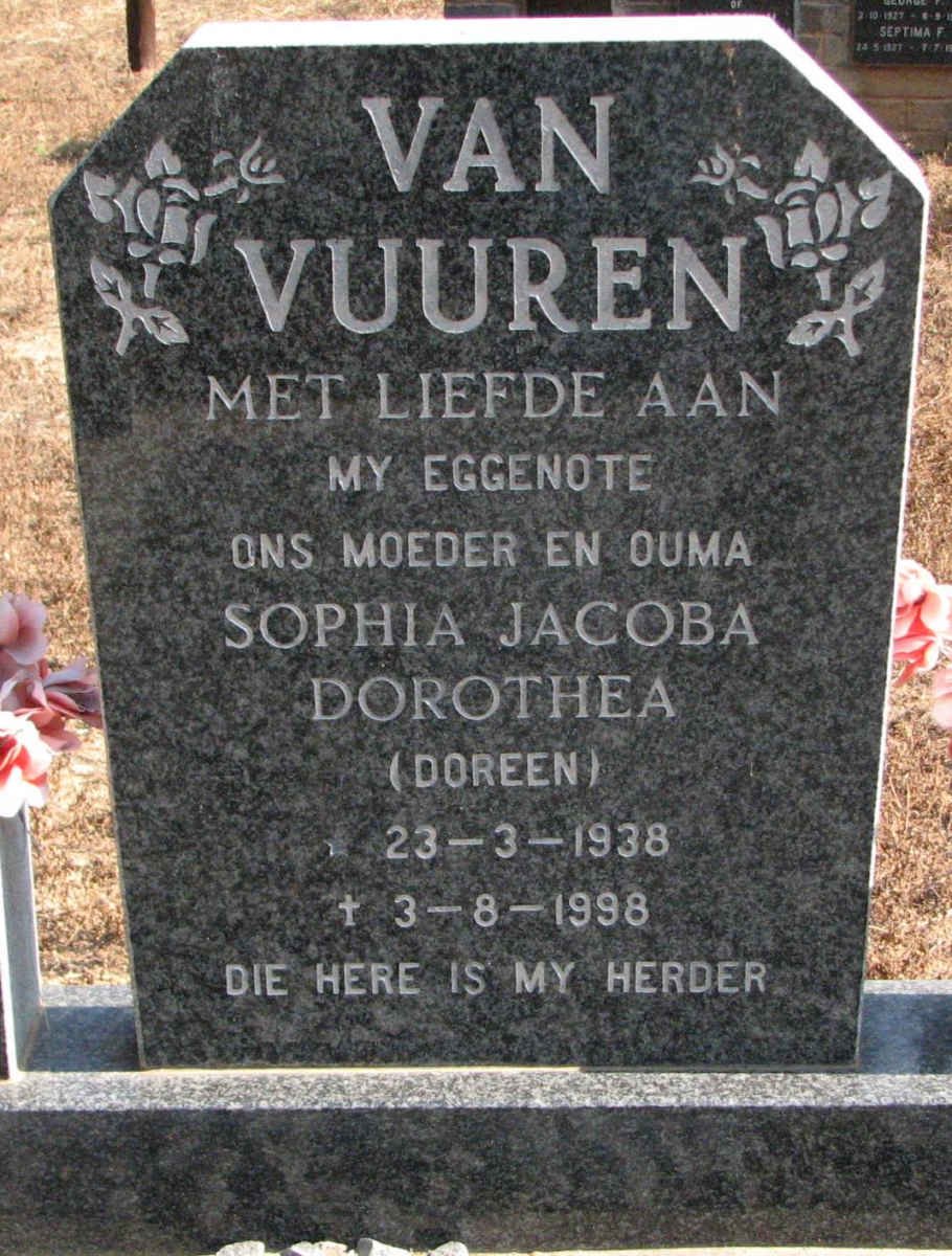 VUUREN Sophia Jacoba Dorothea, van 1938-1998
