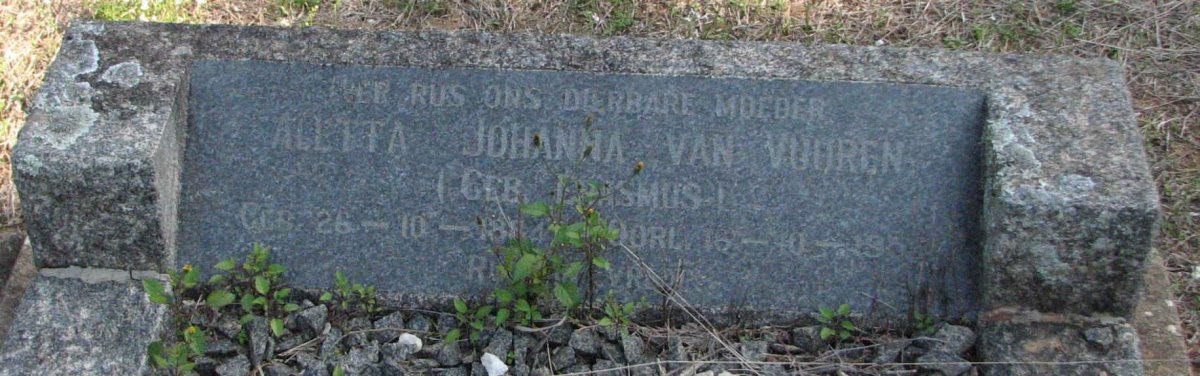 VUUREN Aletta Johanna, van nee ERASMUS 1884-19??