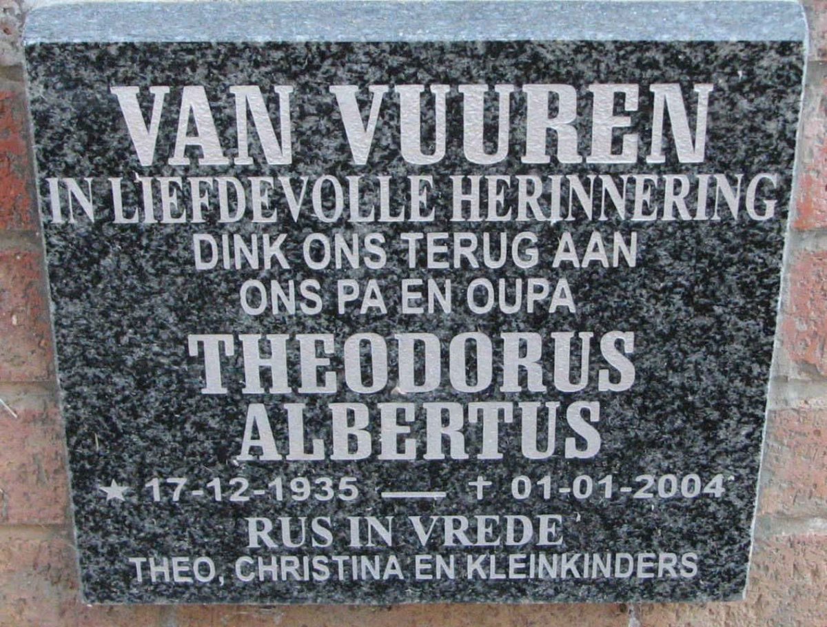 VUUREN Theodorus Albertus, van 1935-2004