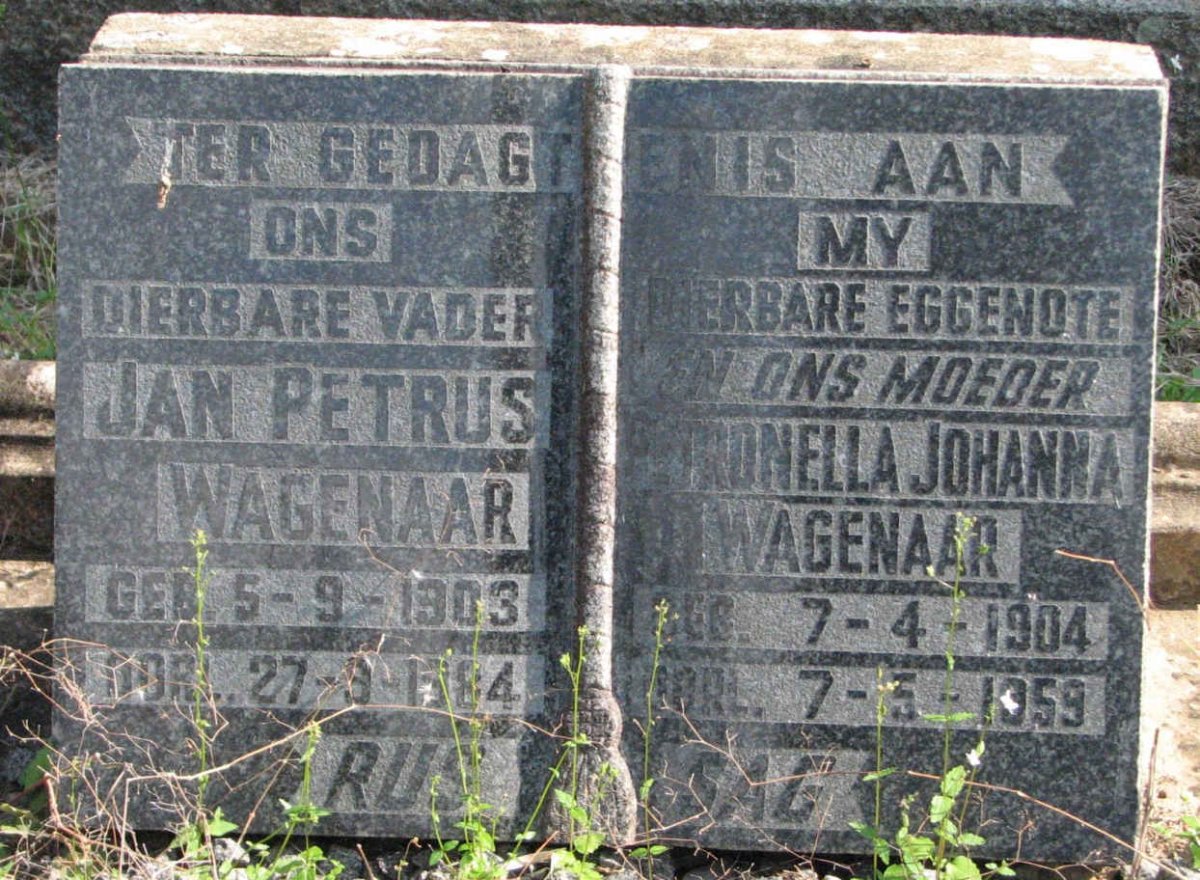 WAGENAAR Jan Petrus 1903-1984 &amp; Petronella Johanna 1904-1959