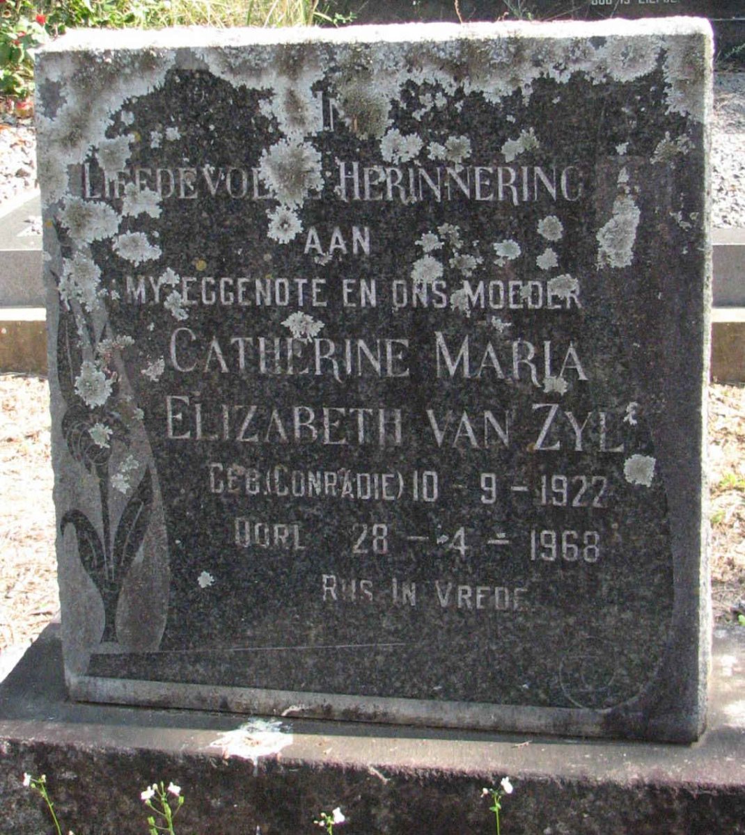 ZYL Catherine Maria Elizabeth, van nee CONRADIE 1922-1968