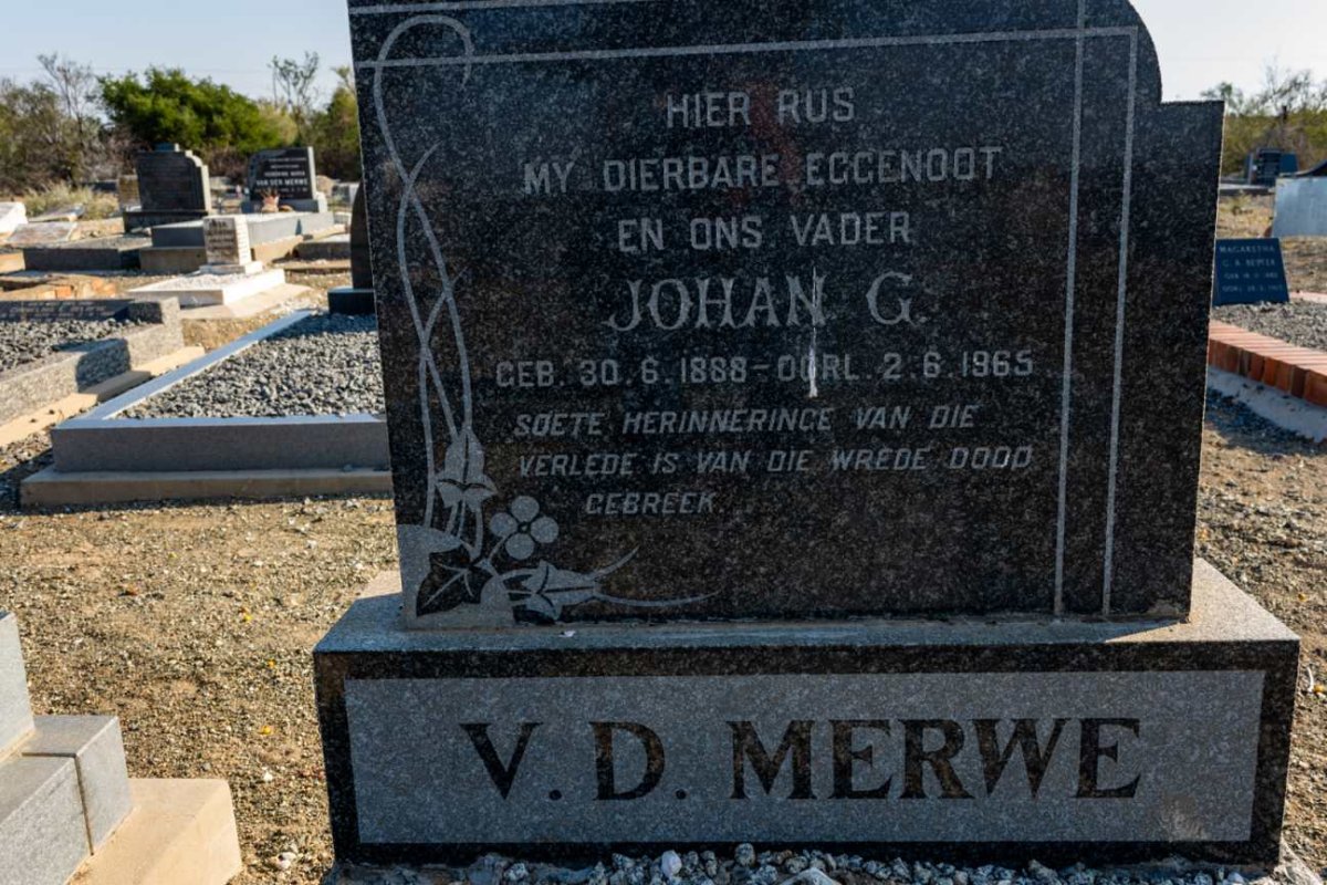 MERWE Johan G., v.d. 1888-1965