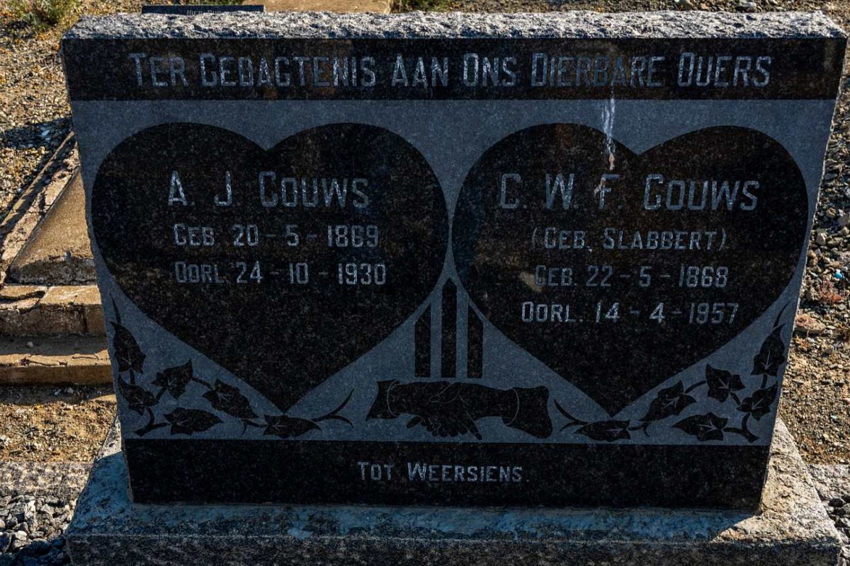 GOUWS A.J. 1869-1930 &amp; C.W.F. SLABBERT 1868-1957