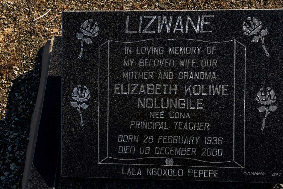 LIZWANE Nolungile Elizabeth Koliwe nee CONA 1936-2000