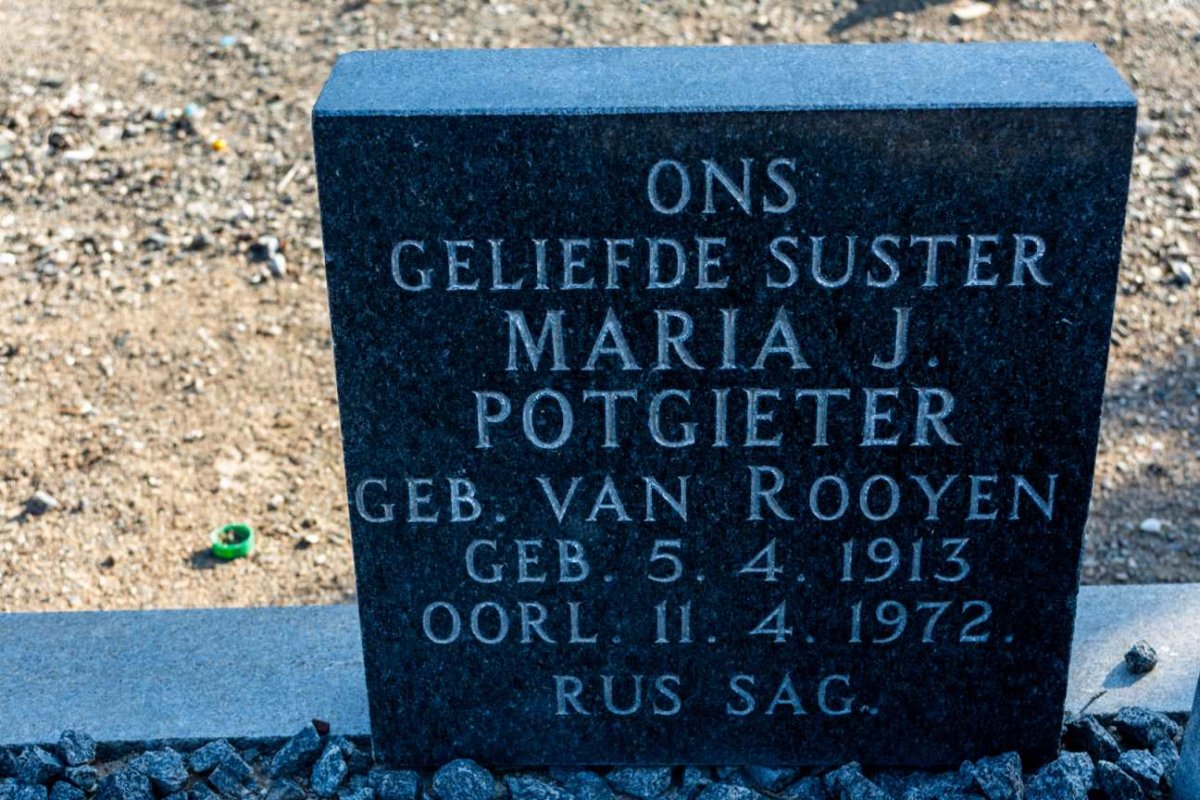 POTGIETER Maria J. nee VAN ROOYEN 1913-1972