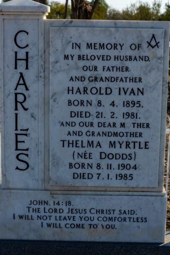 CHARLES Harold Ivan 1895-1981 &amp; Thelma Myrtle DODDS 1904-1985