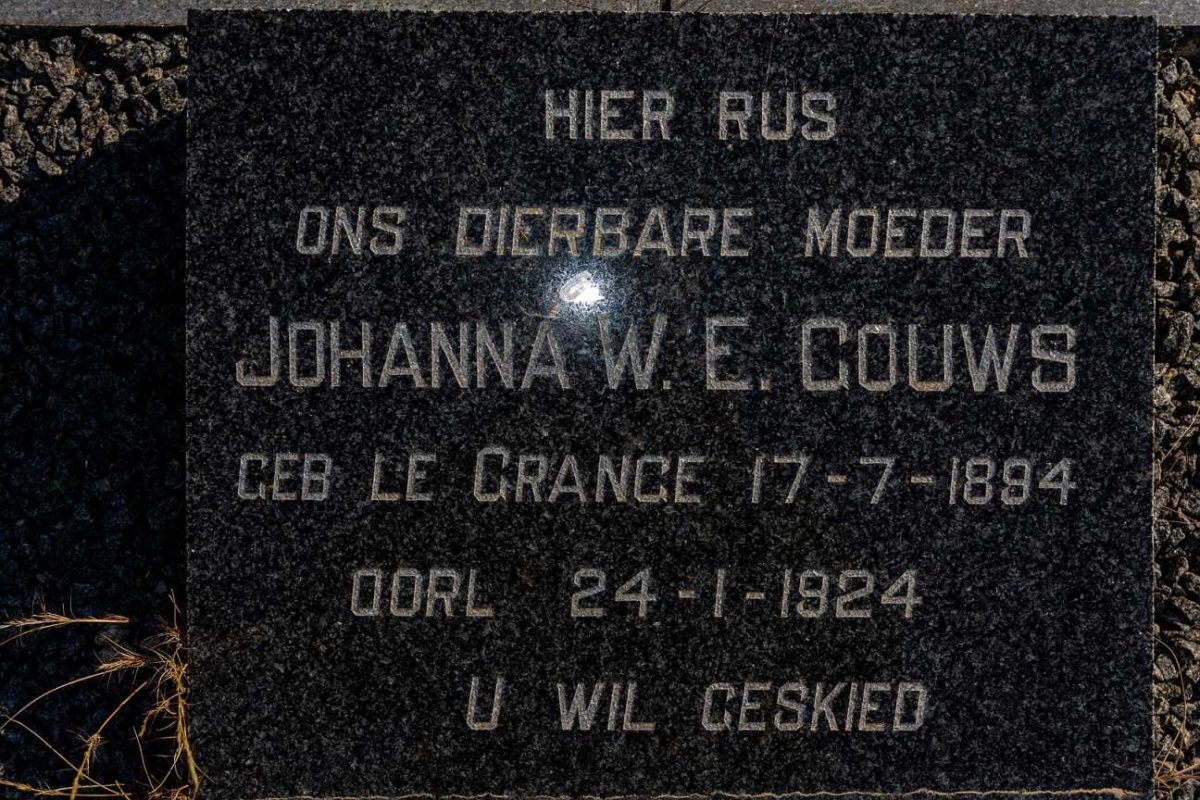 GOUWS Johanna W.E. nee LE GRANCE 1894-1924