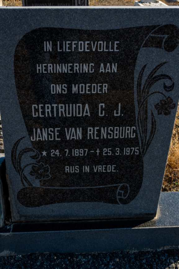 RENSBURG Gertruida C.J., Janse van 1897-1975