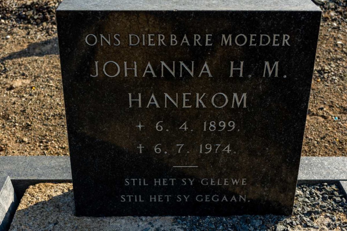 HANEKOM Johanna H.M. 1899-1974