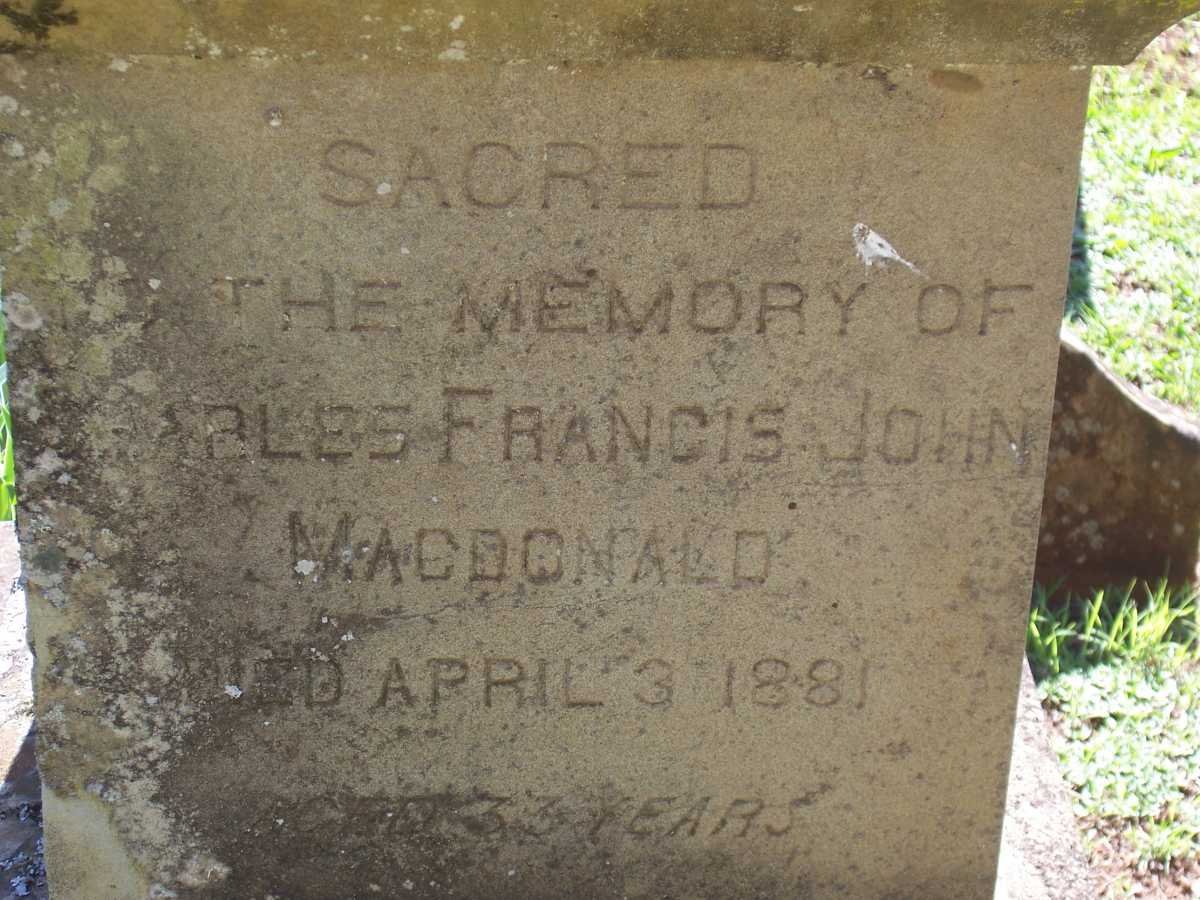 MACDONALD Charles Francis John -1881