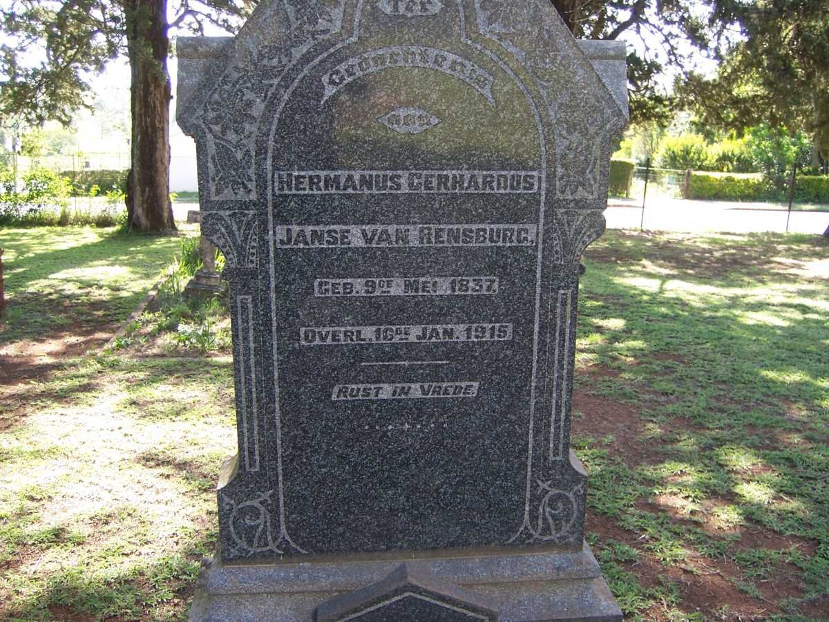 RENSBURG Hermanus Gerhardus, Janse van 1837-1915