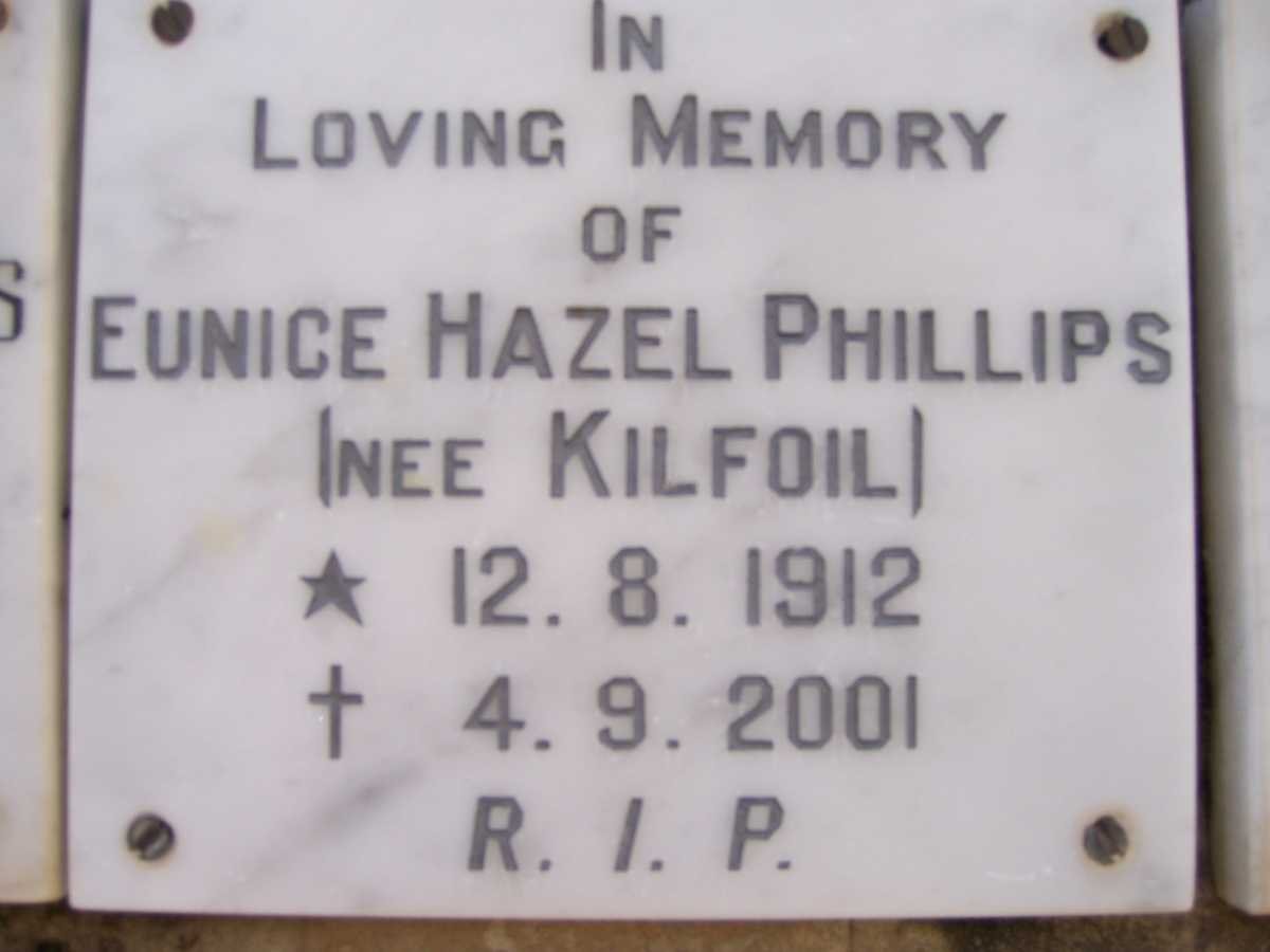 PHILLIPS Eunice Hazel nee KILFOIL 1912-2001