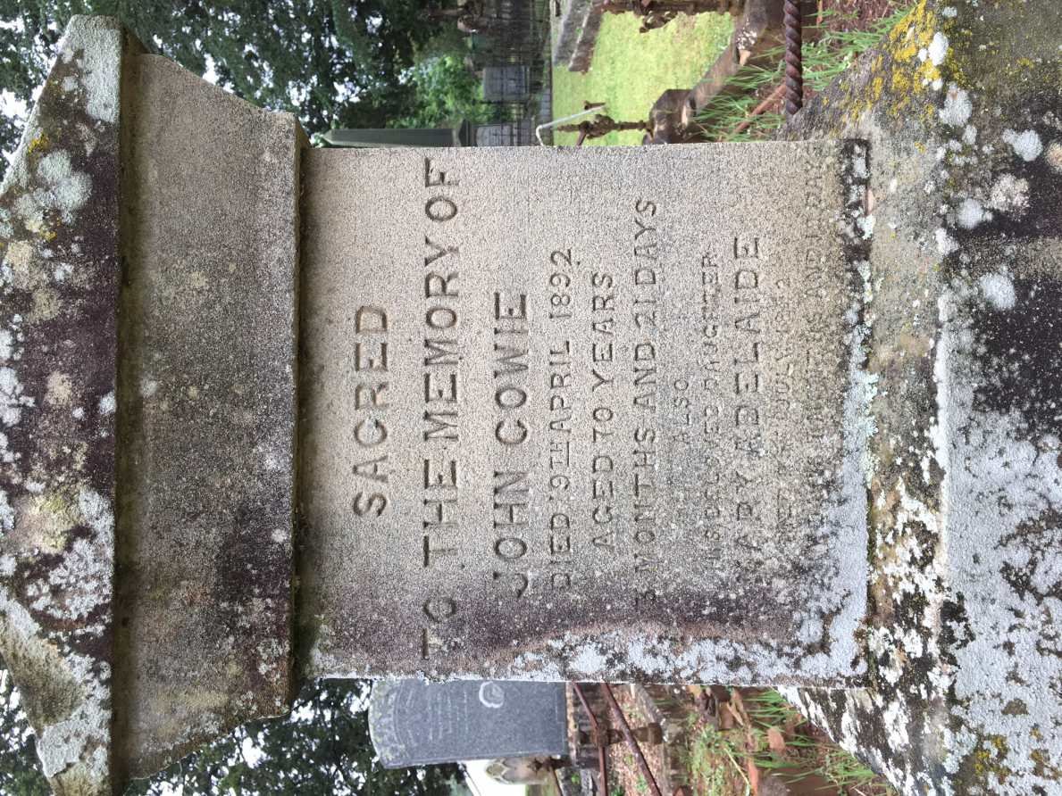 COWIE John -1892 :: COWIE Mary Adelaide -18?2
