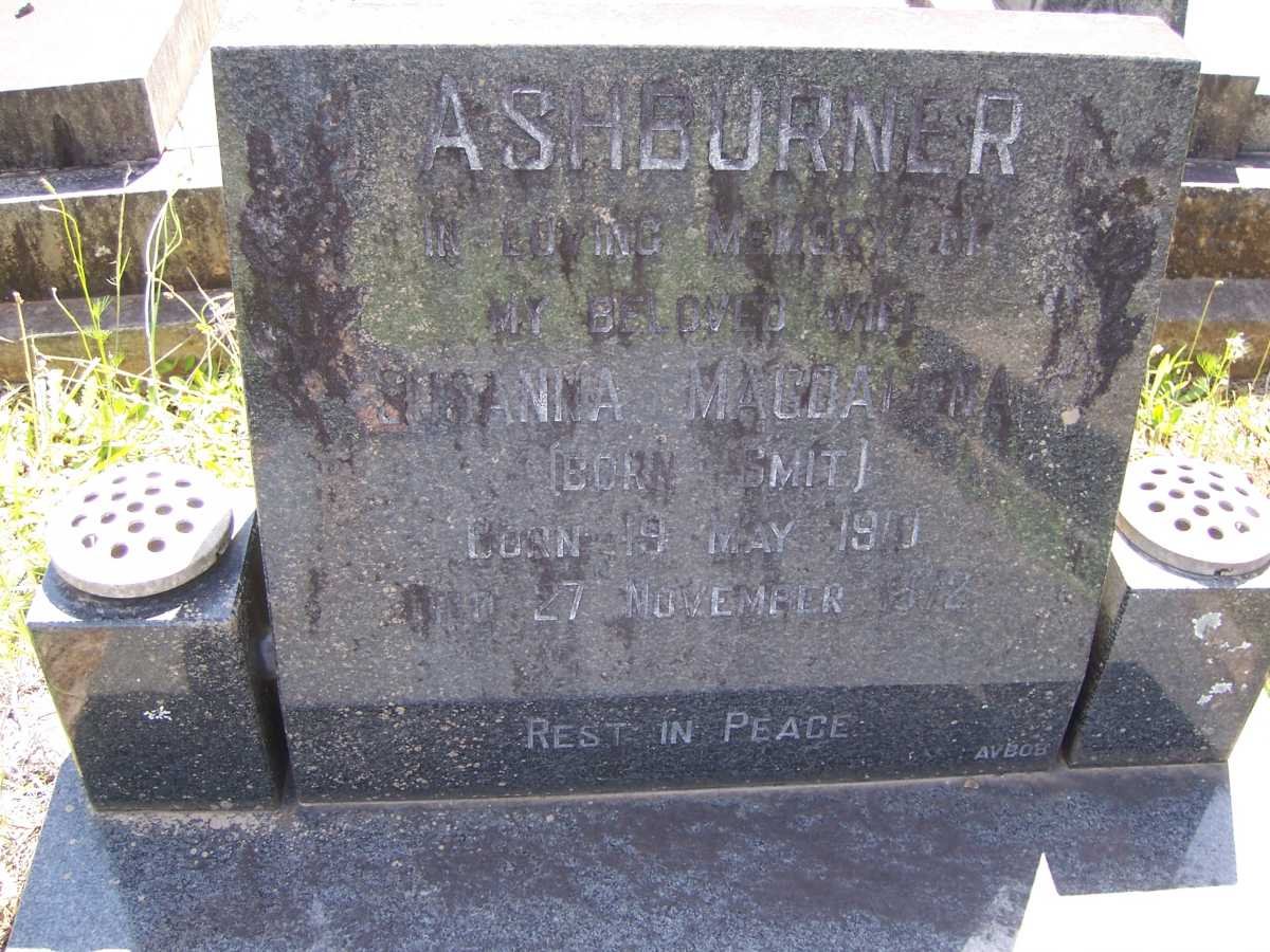 ASHBURNER Susanna Magdalena nee SMIT 1910-1972