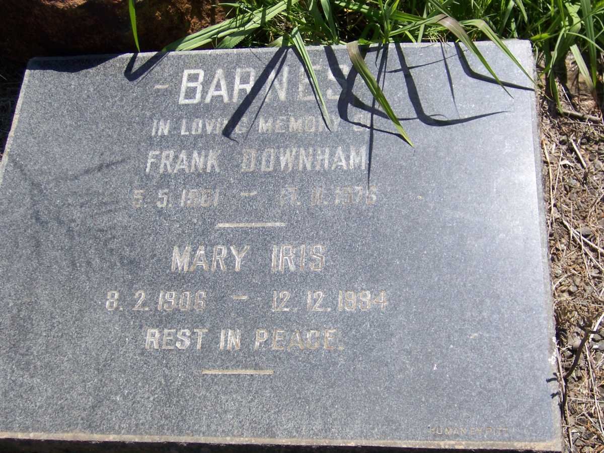 BARNES Frank Downham 1901-1975 &amp; Mary Iris 1906-1994