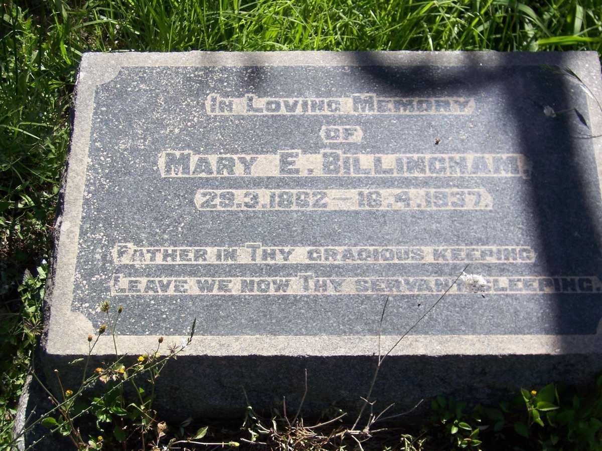 BILLINGHAM Mary E. 1862-1937