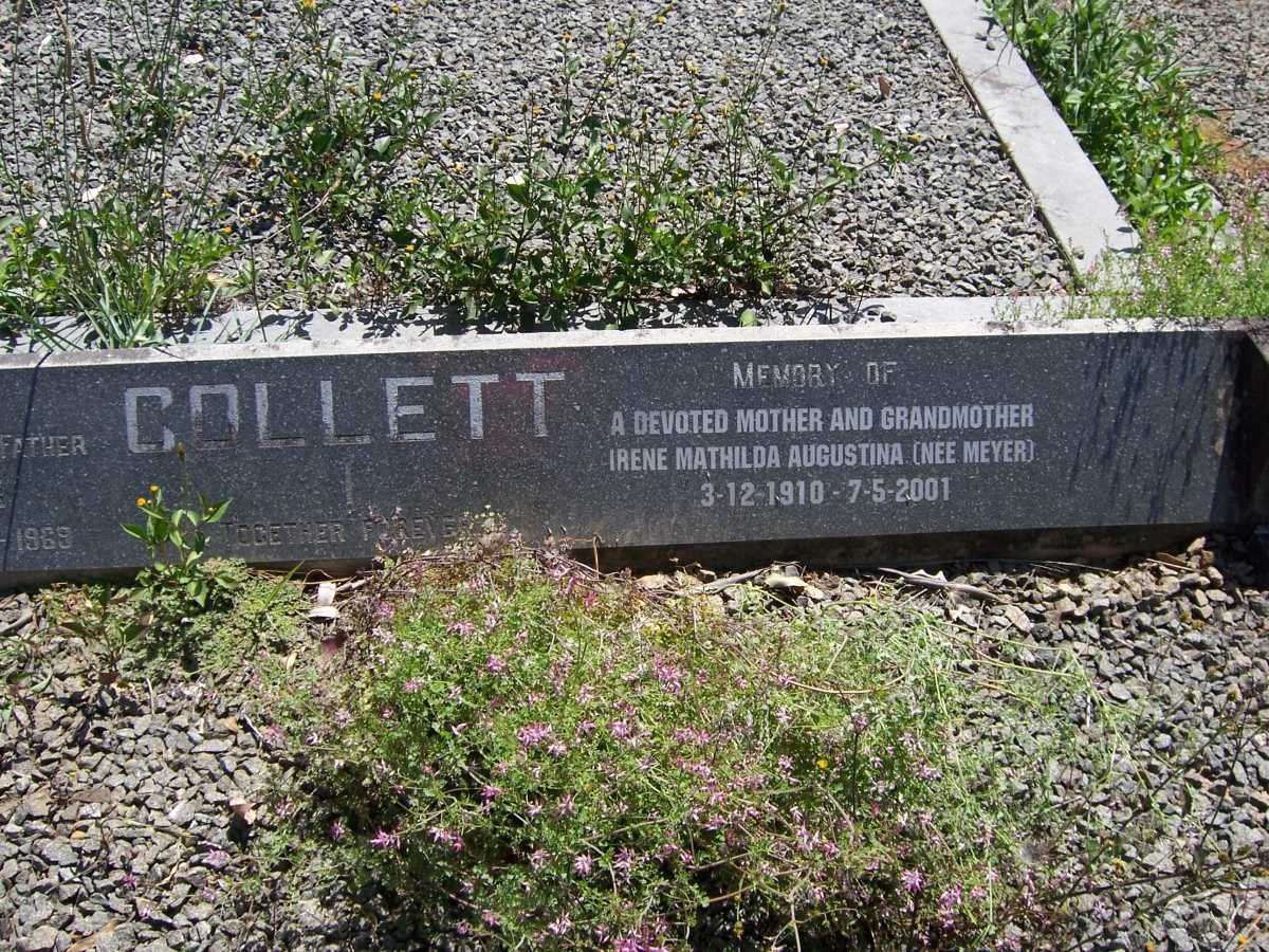 COLLETT Irene Mathilda Augustina nee MEYER 1910-2001